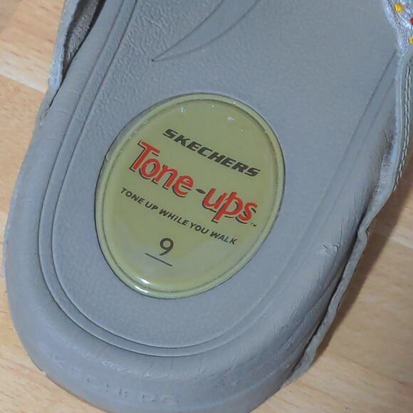 Skechers Natural Cali Tone Ups Sandals Flip Flops Boho Toe Post Thong - Size 9 - Picture 11 of 13